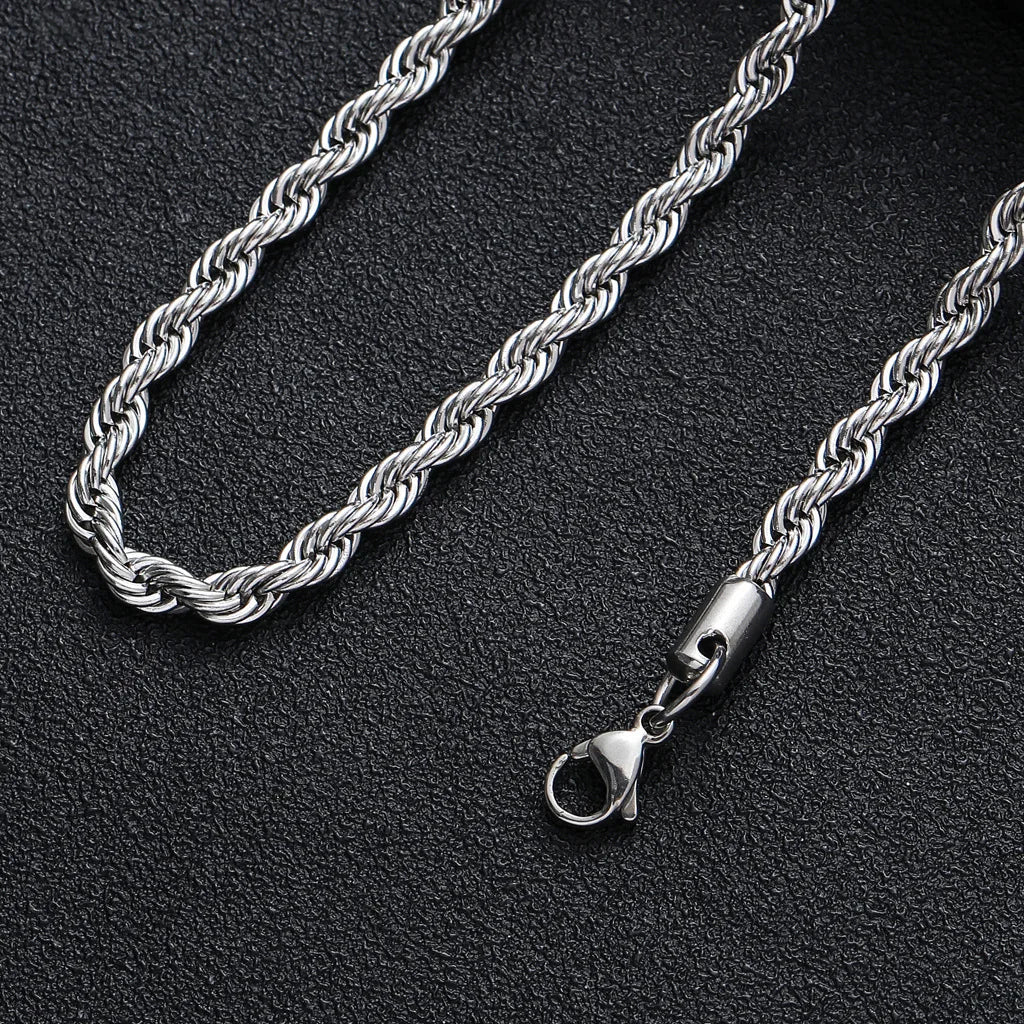 Men Stainless Steel Twisted Rope Chain Necklace