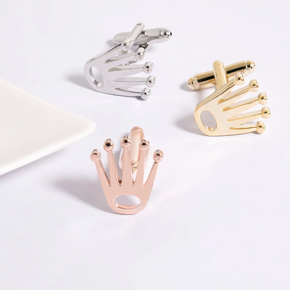 Men Crown Brass Cufflinks Modern Jewelry