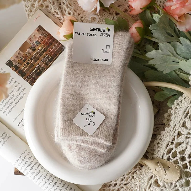 Wool Blend Thick Warm Mid Tube Socks for Women