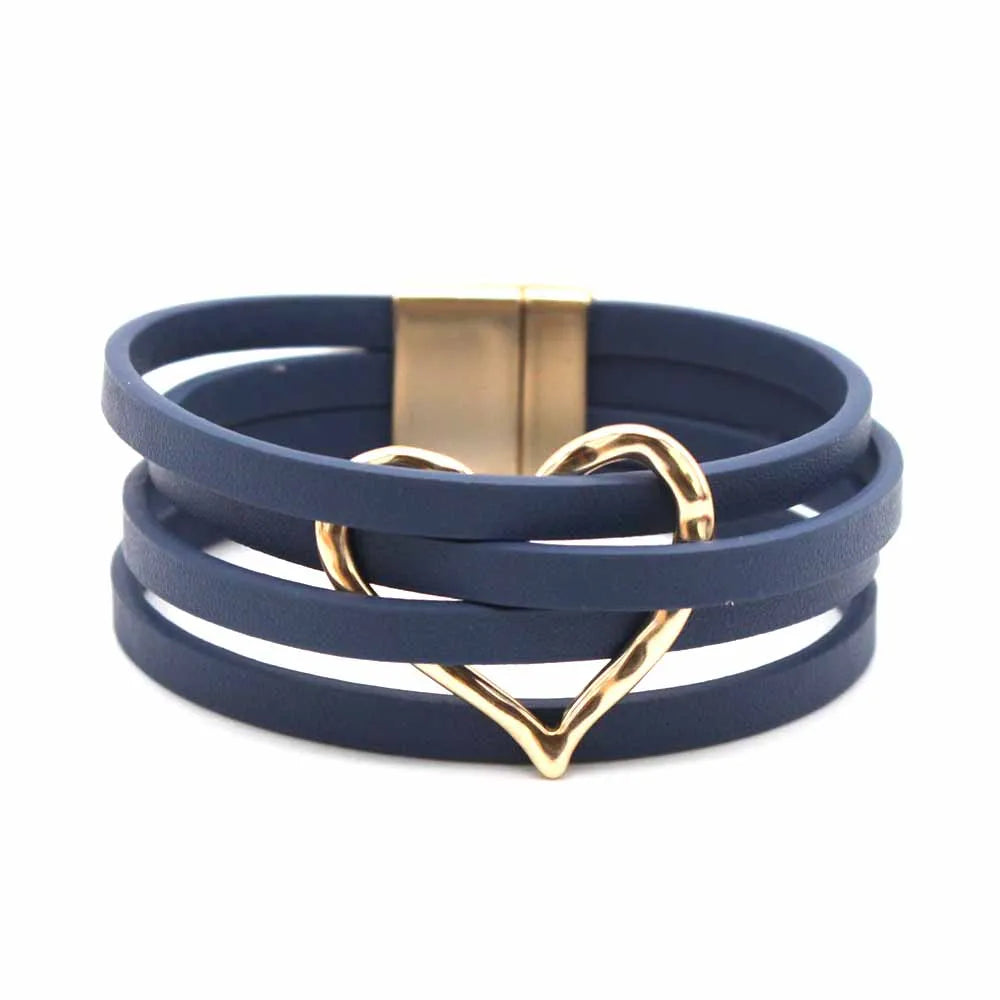 Women Multilayer Leather Wrap Bracelet Elegant Fashion Jewelry
