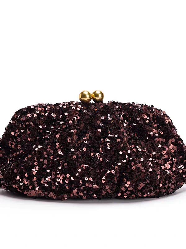 Sequined Beaded Chain Clutch Evening Bag for Women