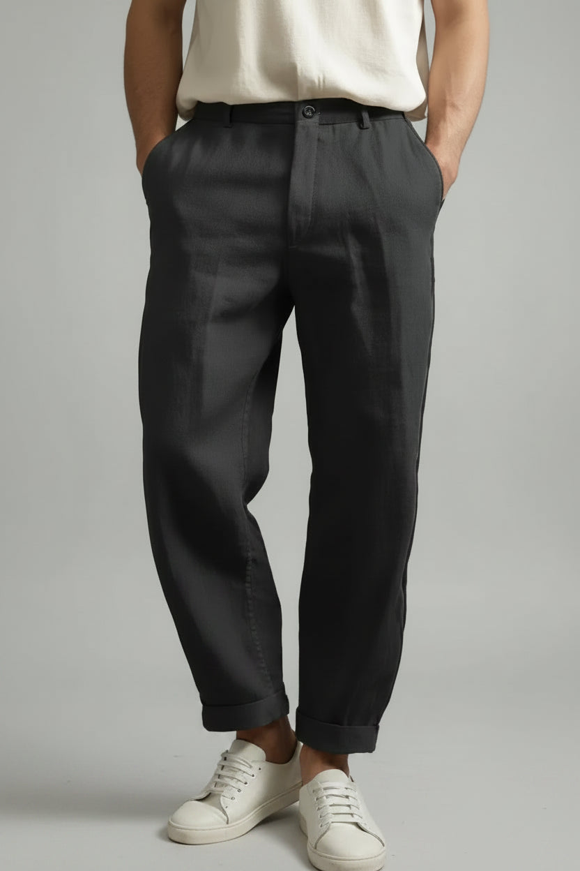 Men Vintage Linen Straight Trousers