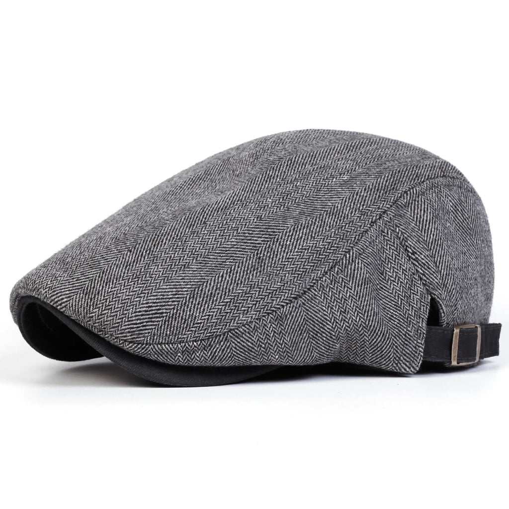 Men Retro Herringbone Newsboy Flat Cap