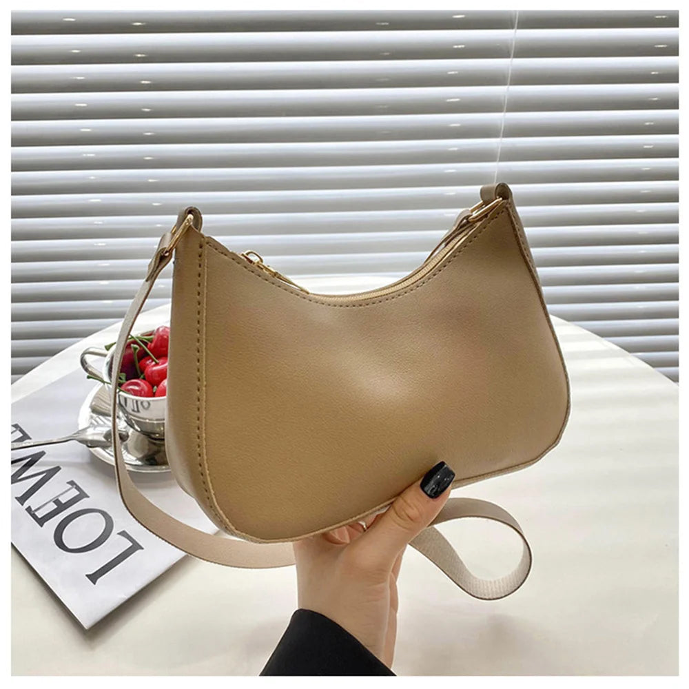 Shoulder Bags WOMEN'S Bag Underarm Bag  Handbags Retro Solid Color PU Leather Shoulder Underarm Bags Casual Women Hobos Handbags