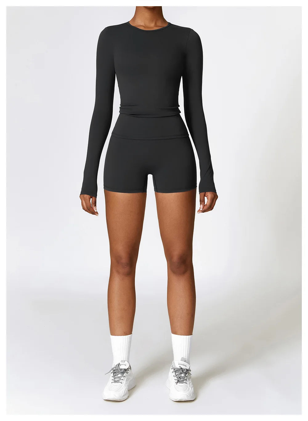 Women Long Sleeve Crop Yoga Top Quick Dry Fitness Shirt