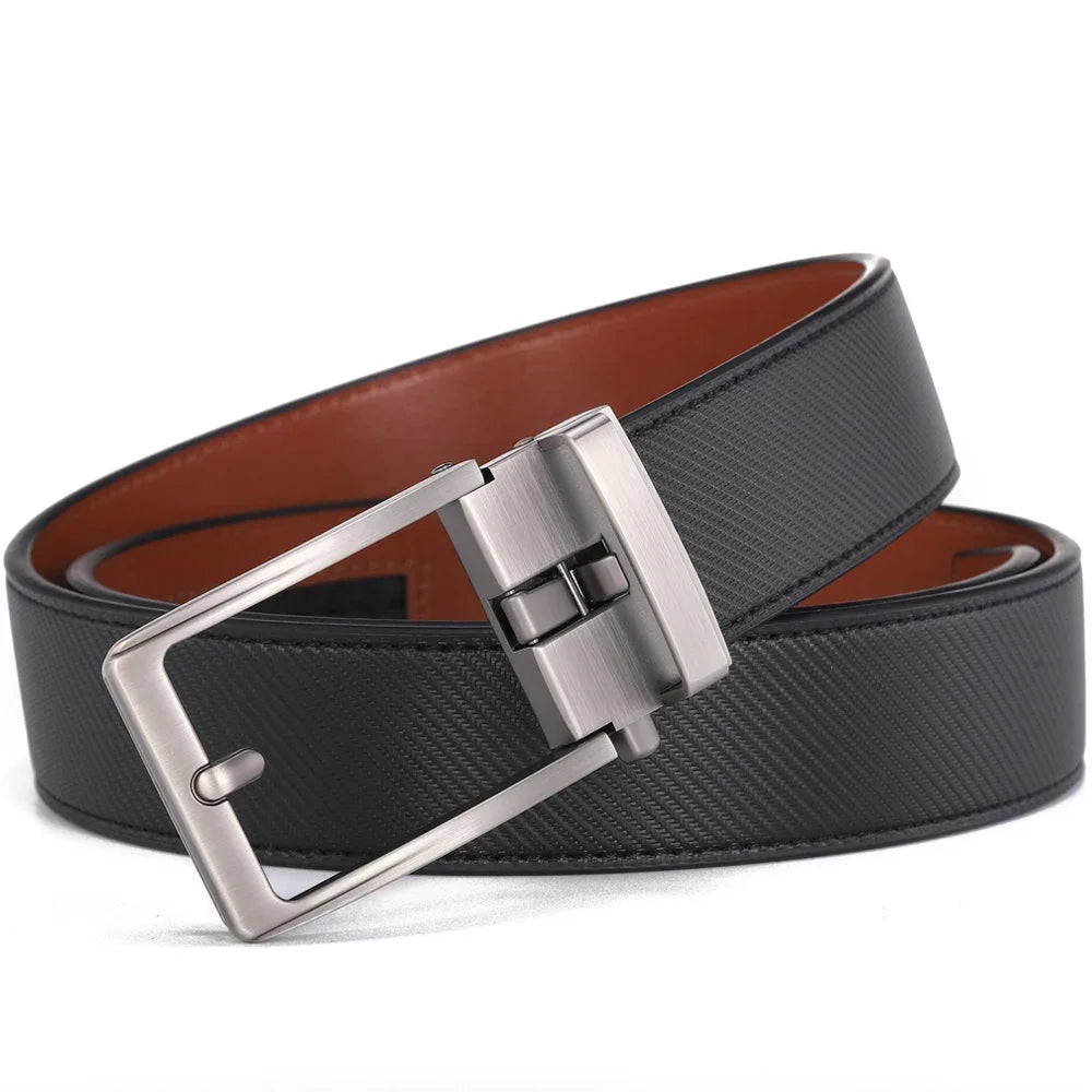Men Luxury Genuine Leather Automatic Buckle Belt
