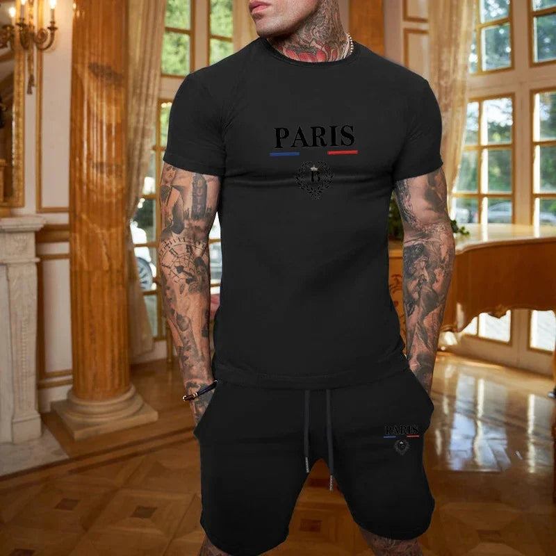 Men Short Sleeve T Shirt and Shorts Sportswear Set