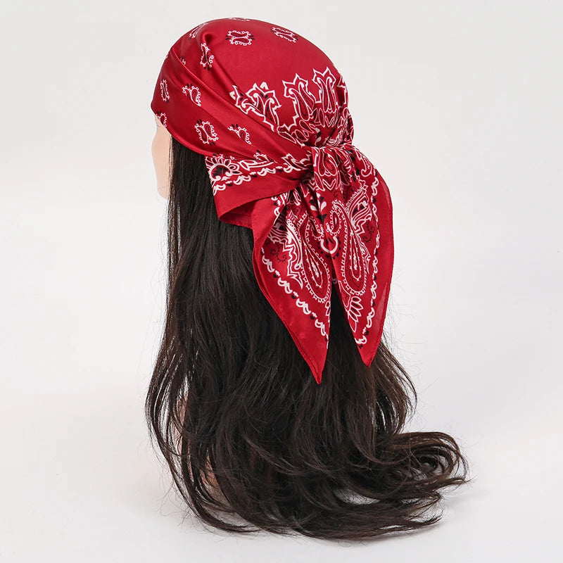 Women Floral Silk Square Hijab Scarf Fashion Shawl