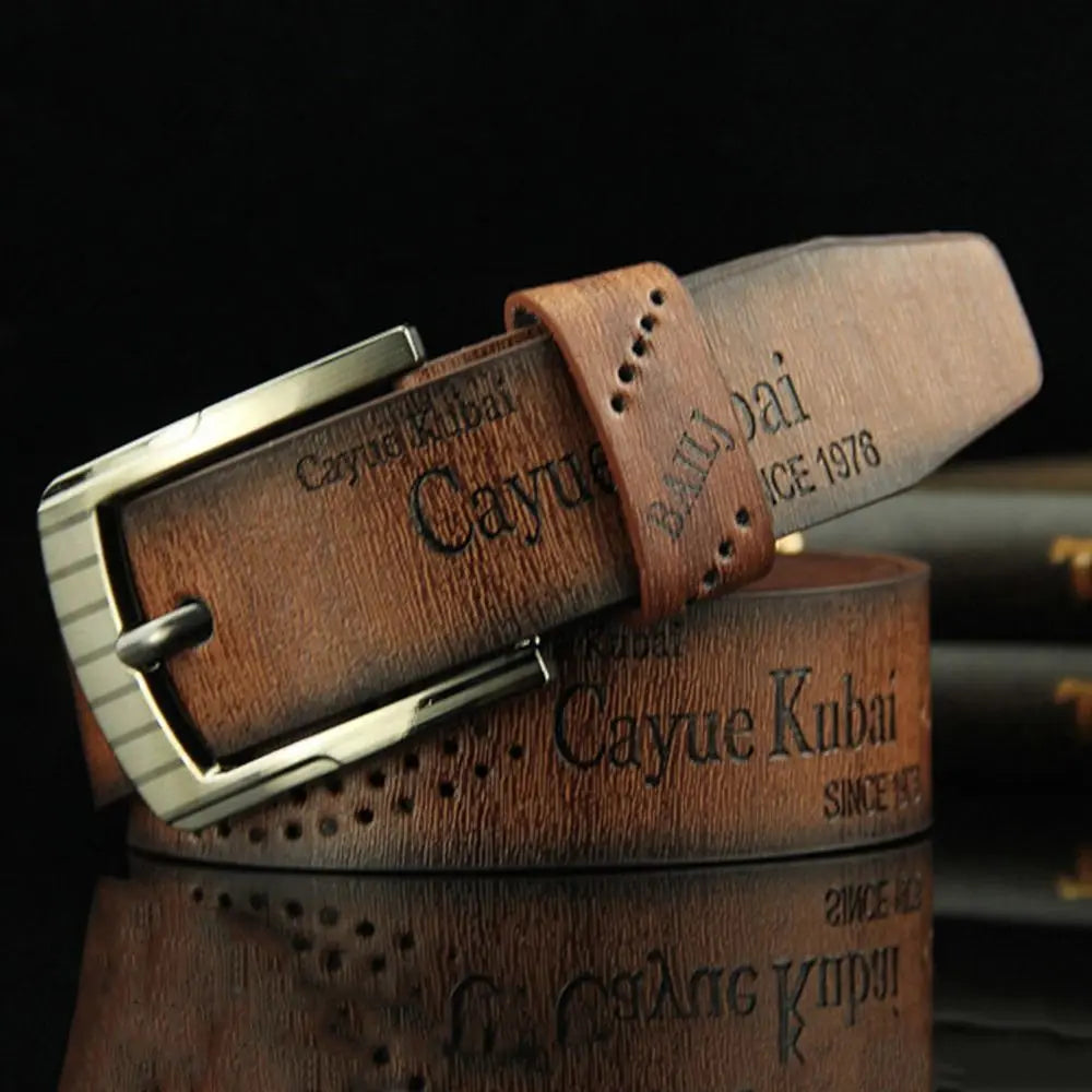 Men Vintage Leather Letter Print Belt
