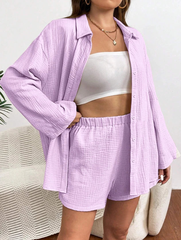 Women Casual 2 Piece Set Loose Top and Shorts Summer Outfit