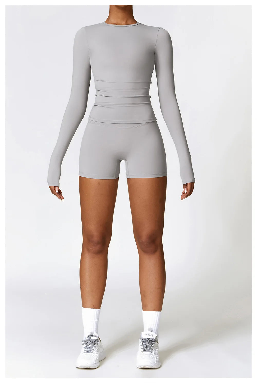 Women Long Sleeve Crop Yoga Top Quick Dry Fitness Shirt