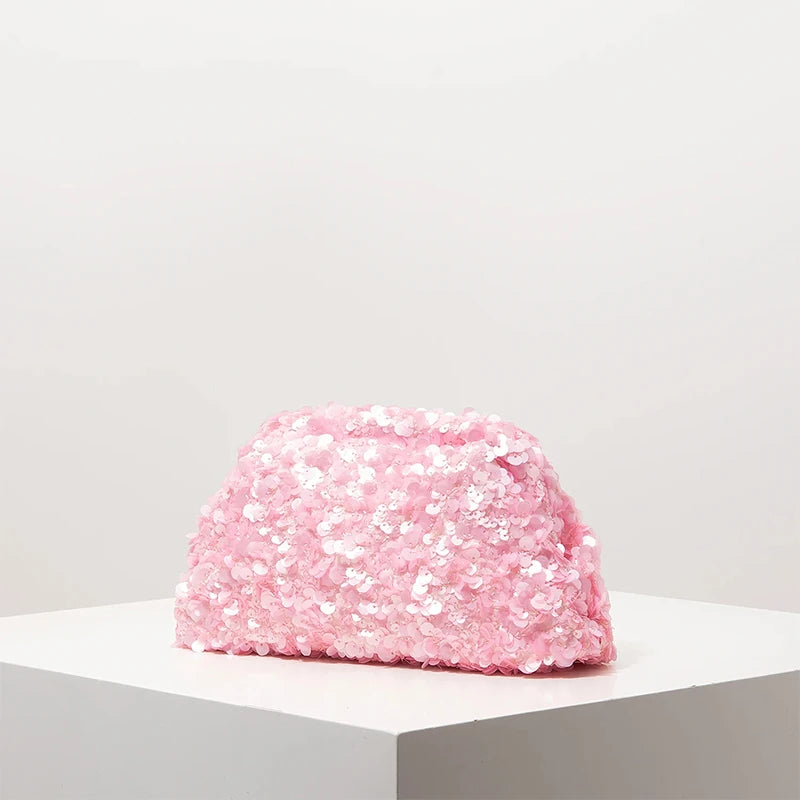 Sequined Beaded Chain Clutch Evening Bag for Women