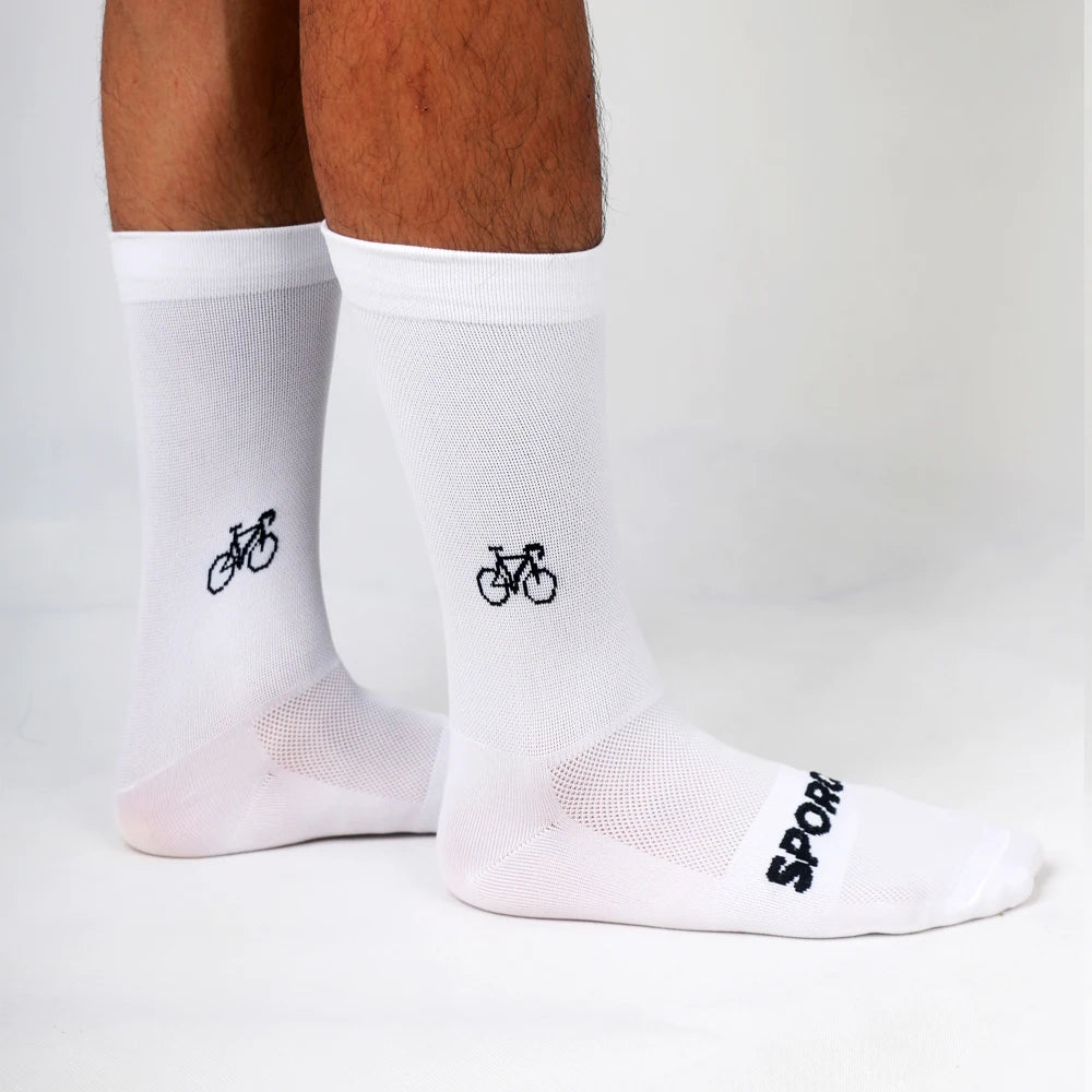 Bicycle Pattern High Elastic Cycling Socks for Men