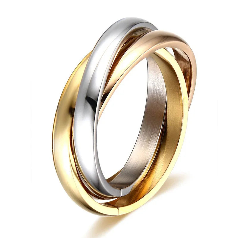Men Stainless Steel Interlocked Triple Ring