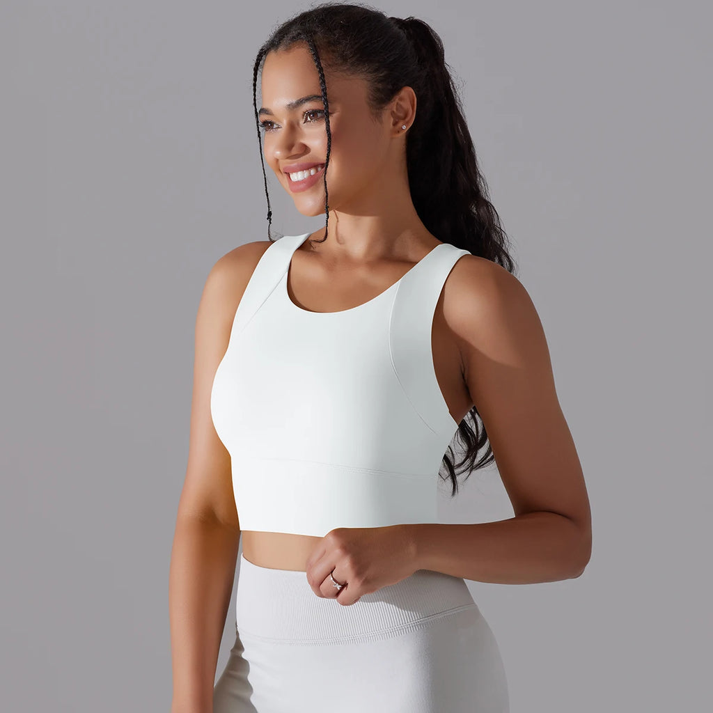 Women Nylon Sports Elastic Crop Top