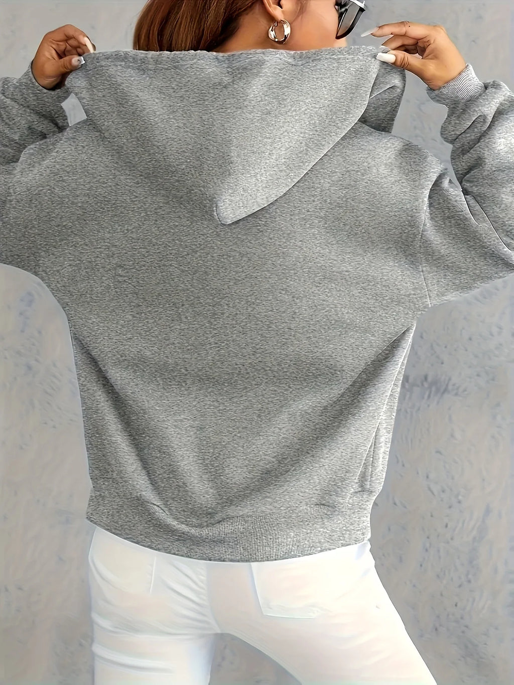 Women Zip Up Hoodie Drop Shoulder Activewear Fit Sweatshirt