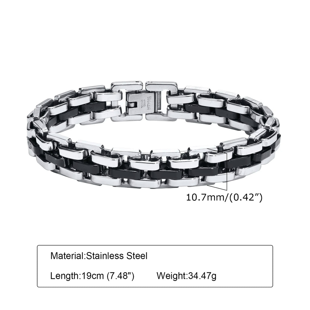 Men Two Tone Stainless Steel Bracelet Jewelry