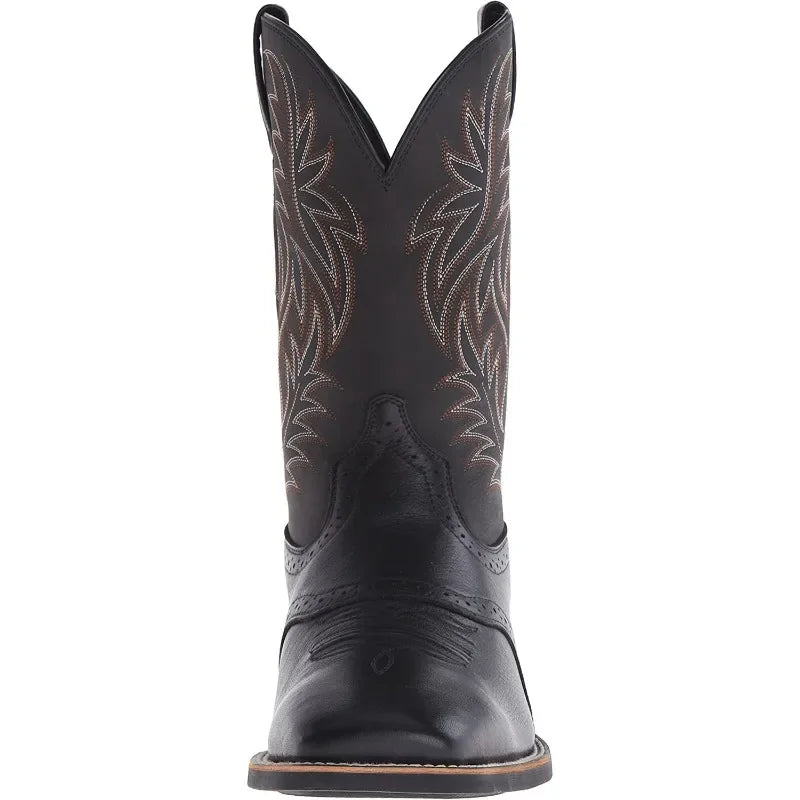 Men High Boots Embroidery Retro Handmade Mens Boots Western Cowboy Boot Pointed Toe Boots Hand Stitching Outdoor Men's Shoes