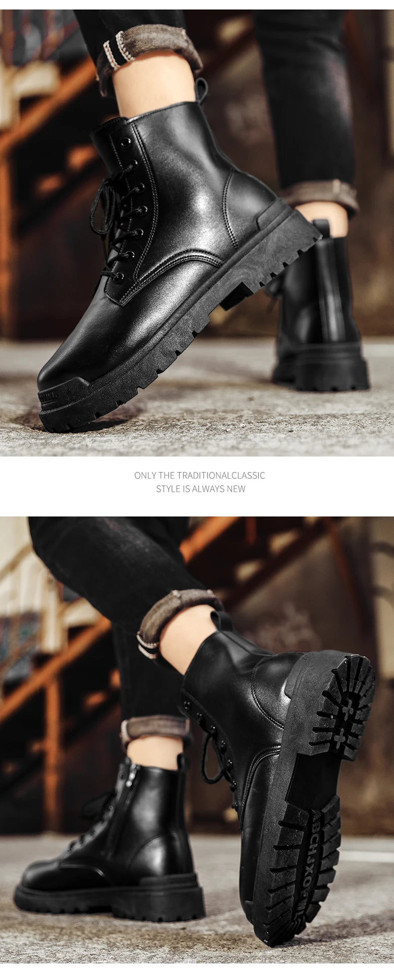 Men's Leather Boots Four Seasons Outdoor Casual Hiking Boots Retro Fashion Work Boots Thick Bottom Ankle Boots Anti-slip 2024