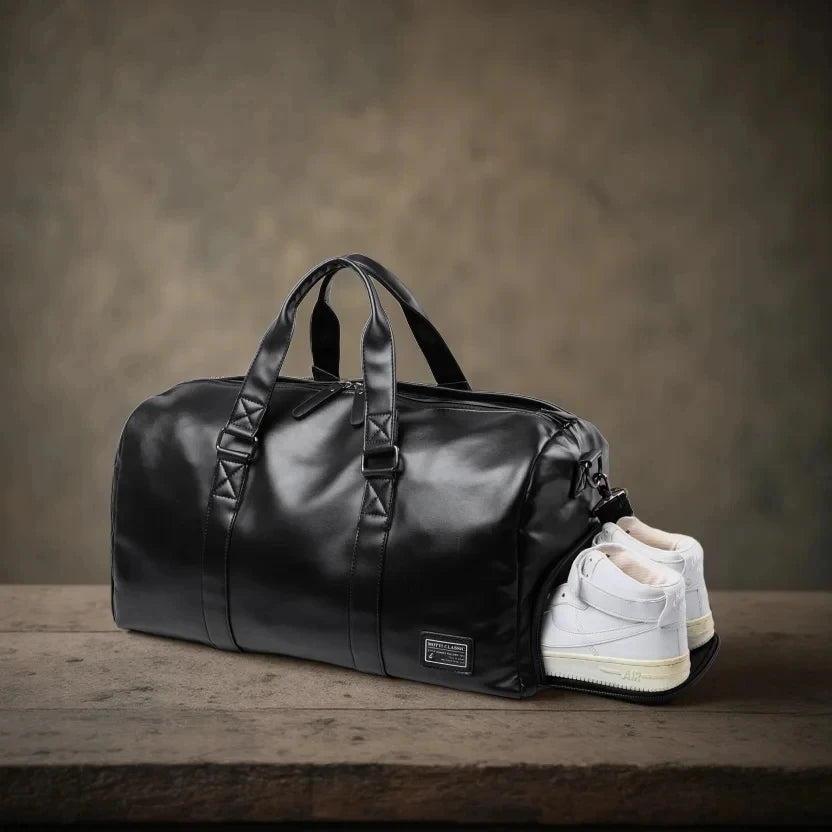 Mate Elan Vintage Leather Travel Tote Bag for Men with Shoe Compartment