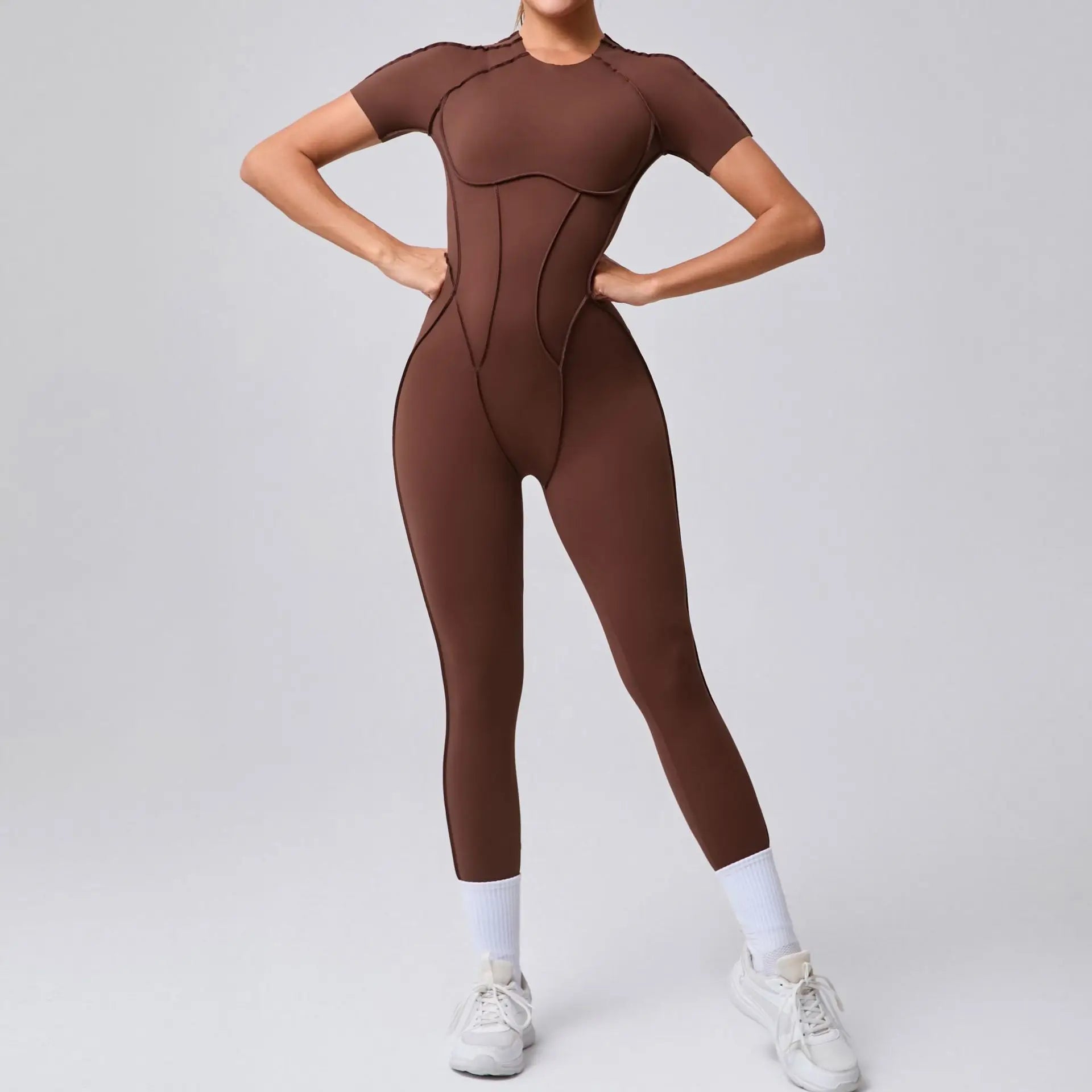 Women Open Back Yoga Jumpsuit Fitness Bodysuit