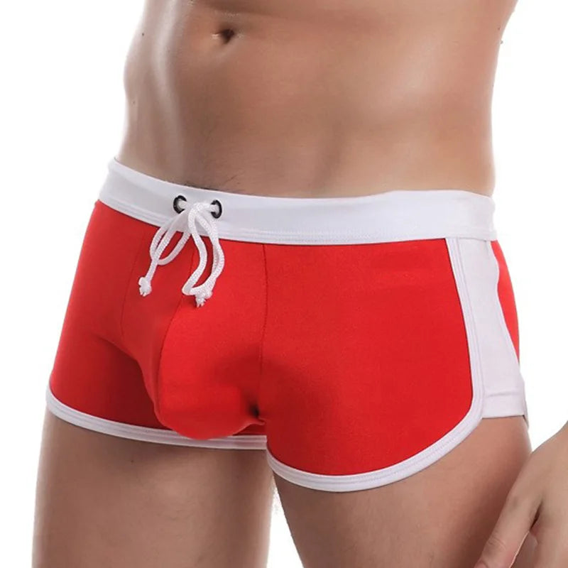 Men Drawstring Swim Boxer Trunks Shorts