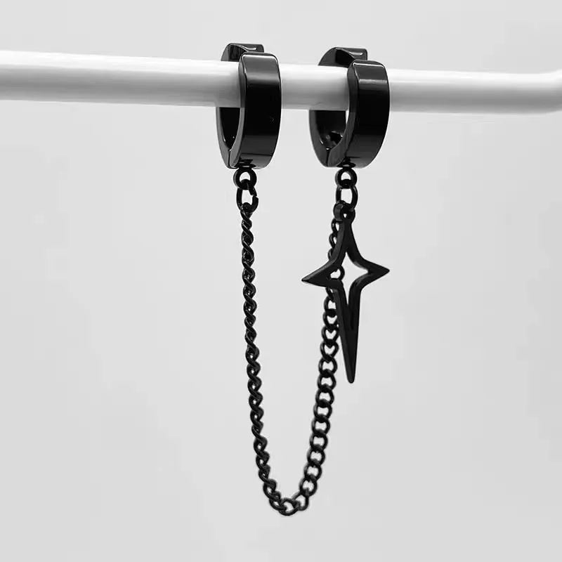 Men Minimalist Star Clip On Earrings