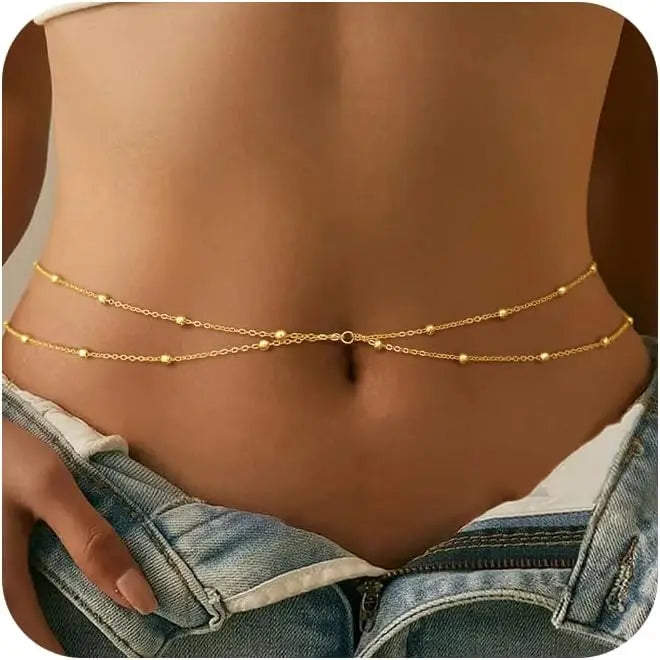 Women Stainless Steel Layered Belly Waist Chain Jewelry