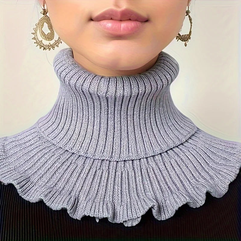Women Knitted Ruffle Neck Scarf Warm Fashion