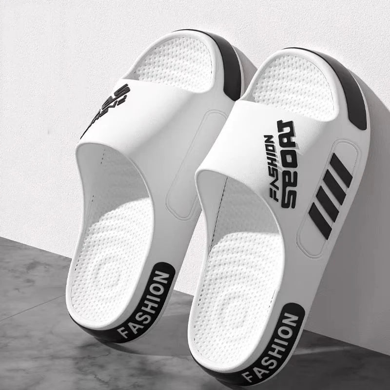 Big Size 36-45 Men Slippers Summer Flat Sole Home Slippers For Women Man Open Toe Trend Slides Couple Light Beach Shoes Sandals
