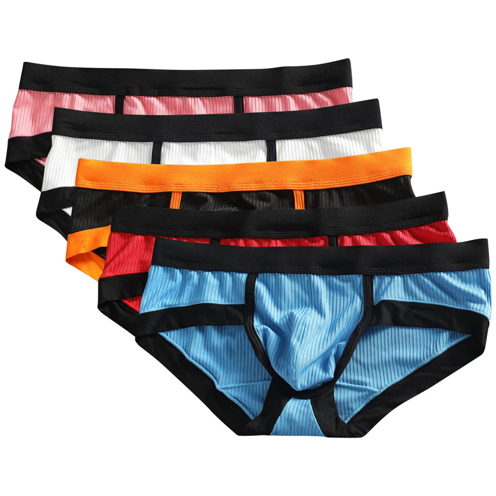Low Waist Breathable Striped Underwear Briefs for Men