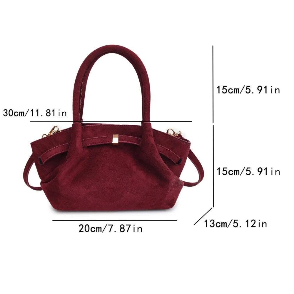 Matte Suede Large Capacity Tote Shoulder Bag for Women