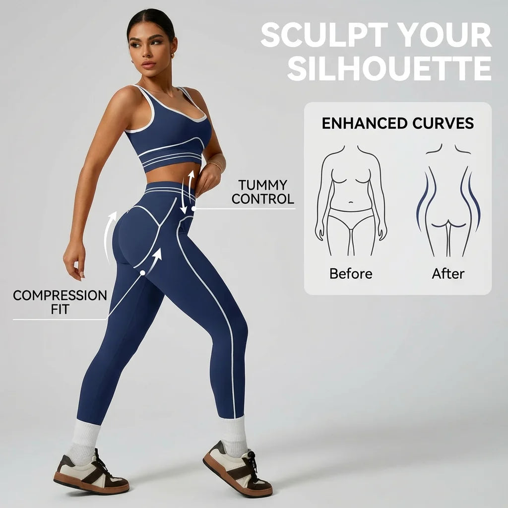Women Seamless Yoga Set Sports Bra and High Waist Leggings Fitness Outfit