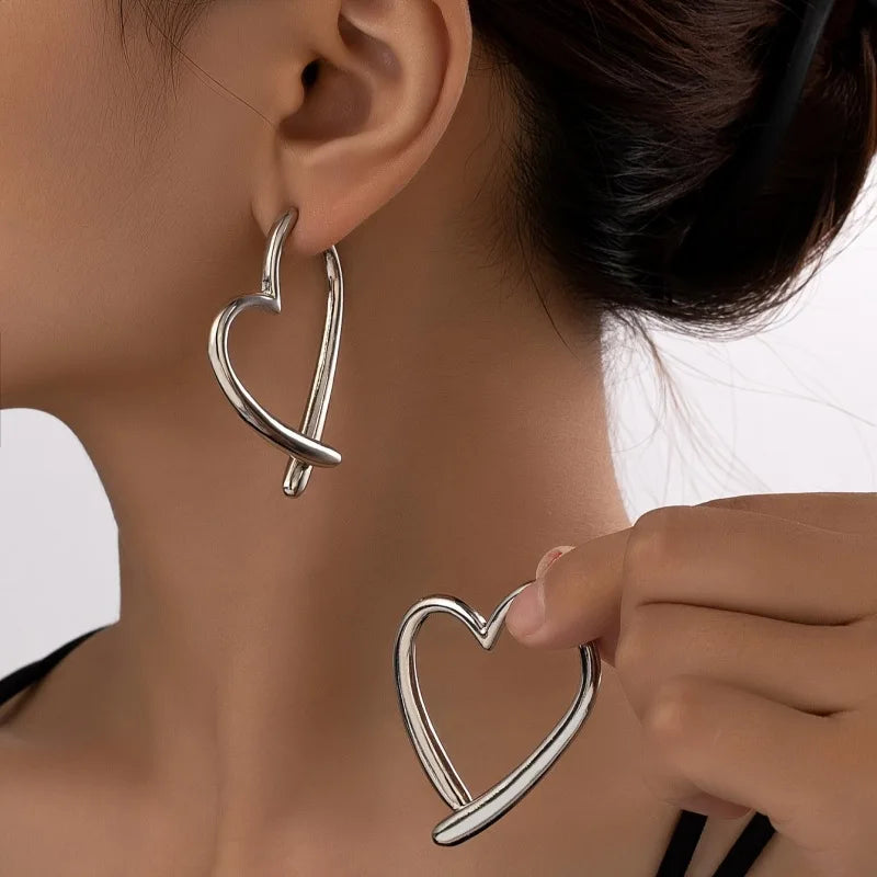 Women Love Heart Fashion Earrings Minimal Jewelry