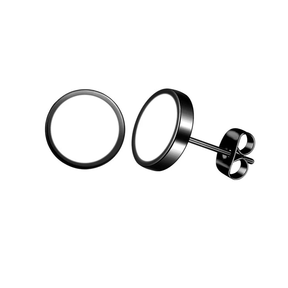 Men Vintage Round Stud Earrings Jewelry