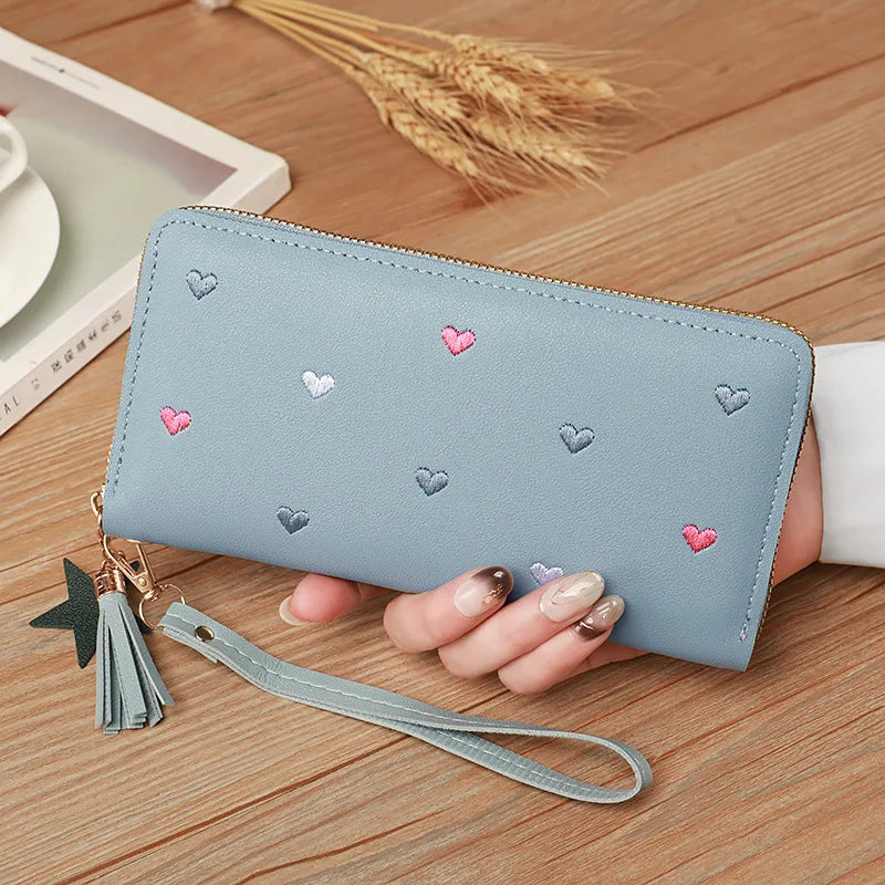 Luxury Heart Design Long Wrist Wallet for Women