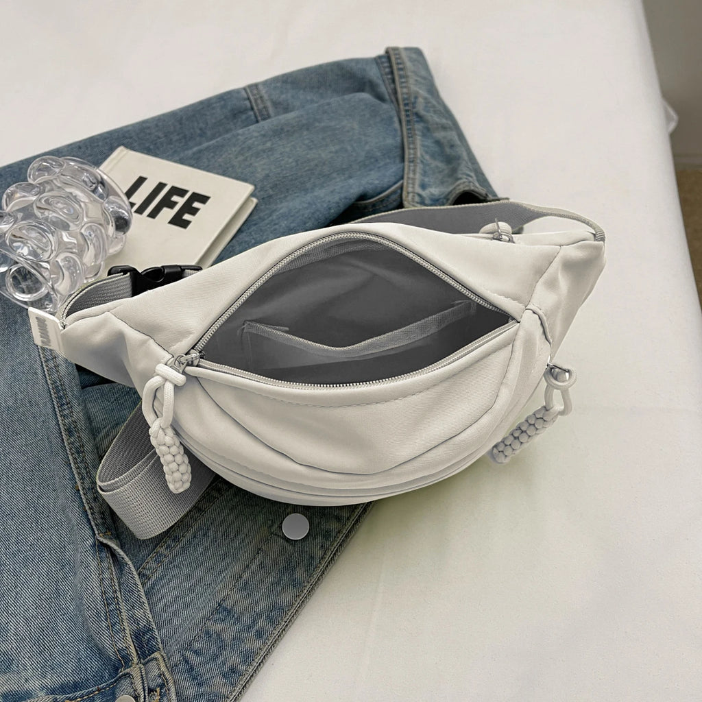Large Capacity Lightweight Nylon Waist Crossbody Bag for Women