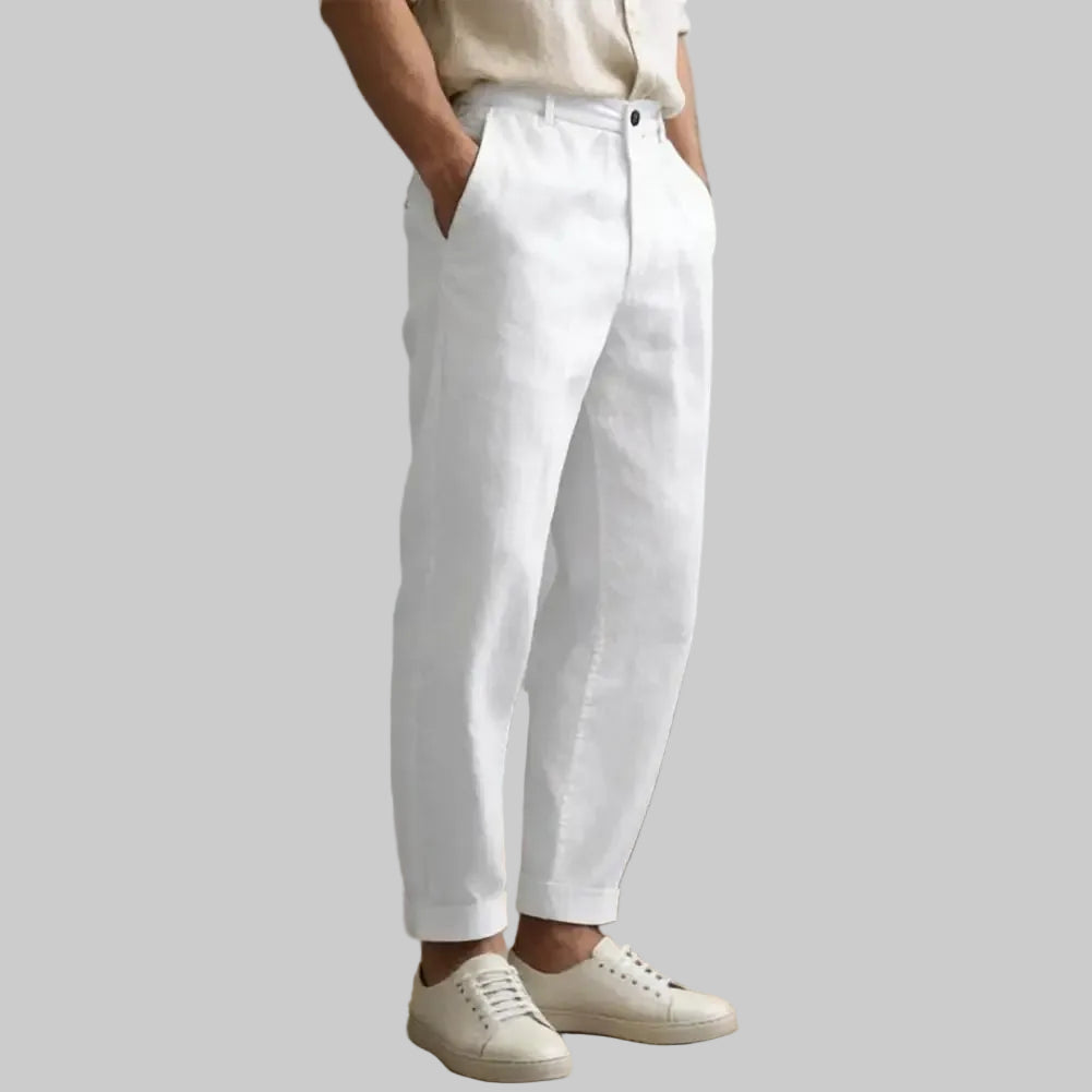 Men Vintage Linen Straight Trousers