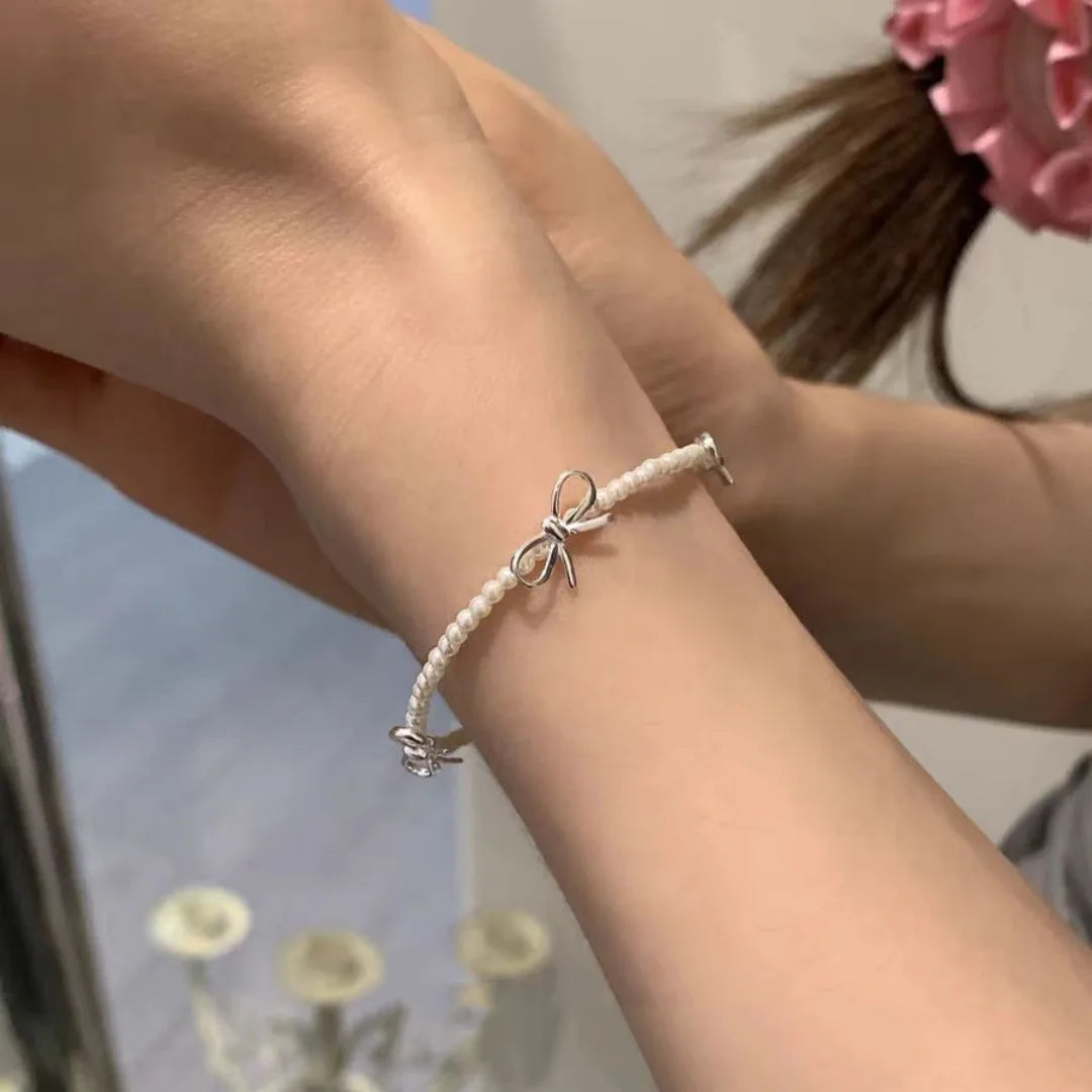 Women Bow Knot Snake Chain Bracelet Sparkling Fashion Jewelry