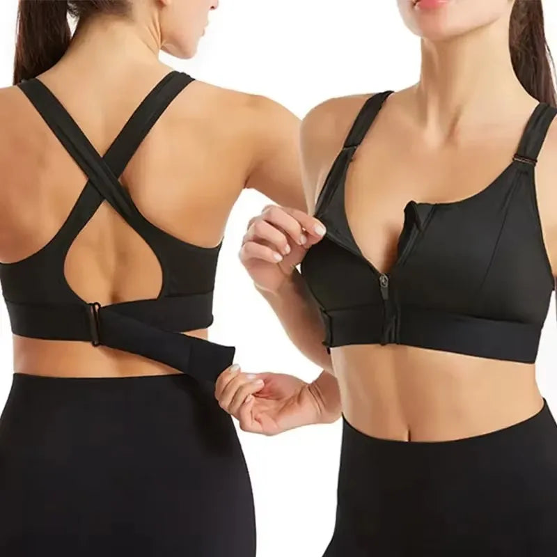 Front Zipper Adjustable Sports Bra for Women