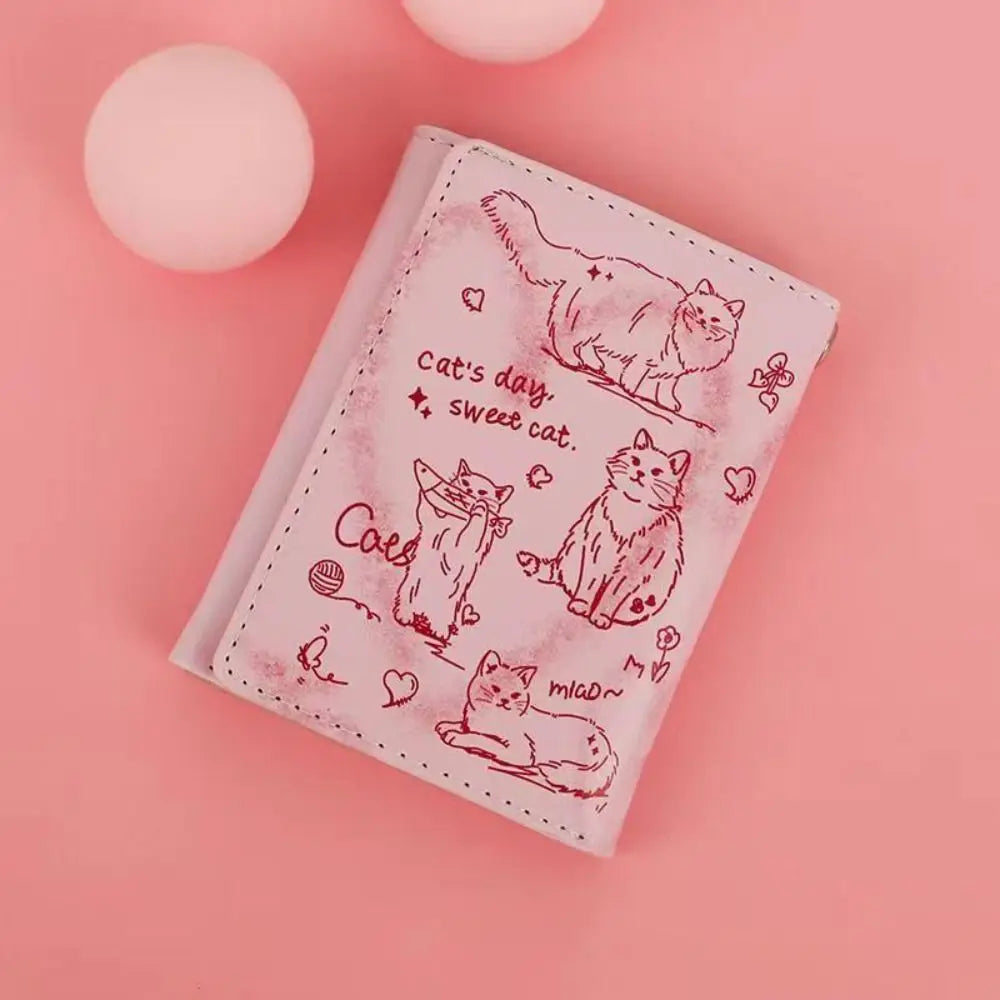 Large Capacity Cat Print Wrist Wallet for Women