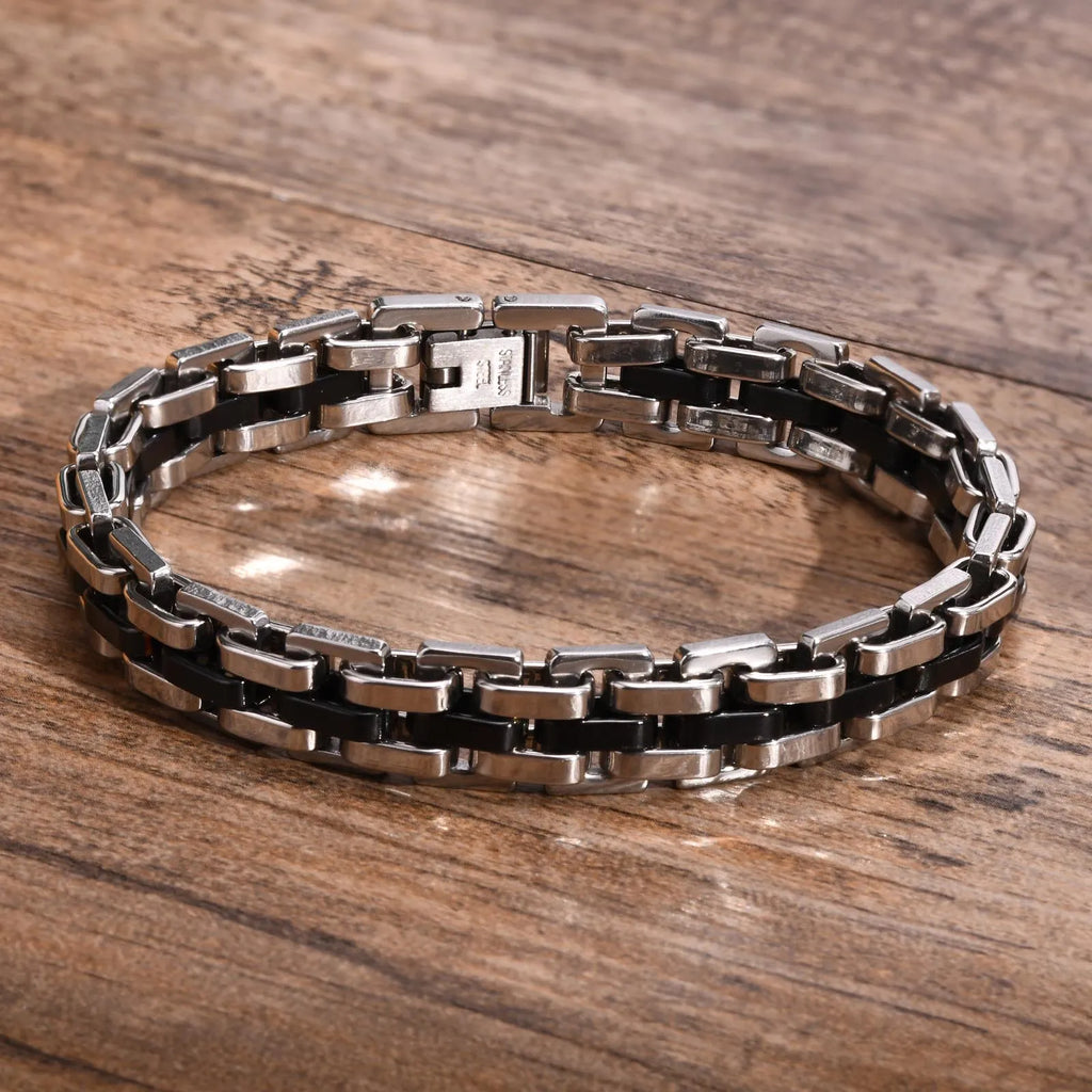 Men Two Tone Stainless Steel Bracelet Jewelry