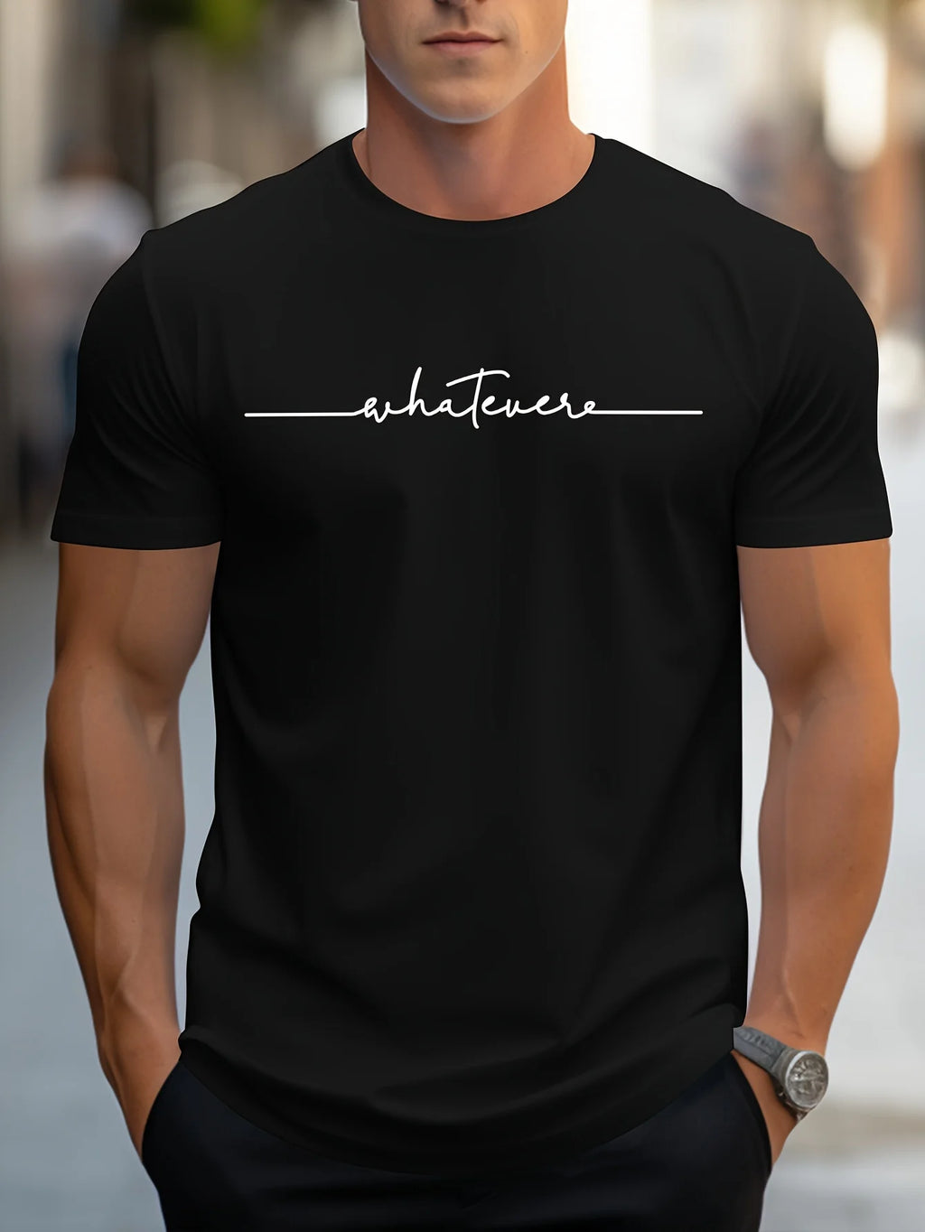 Men Cotton Letter Print Casual T Shirt