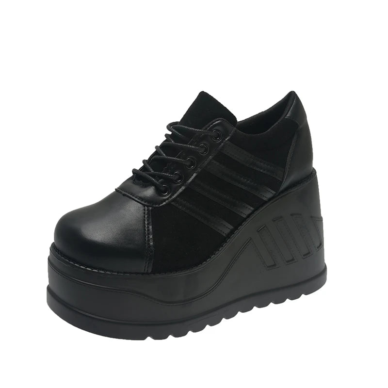 Women Black Fashion Cosplay Platform High Heels Wedges