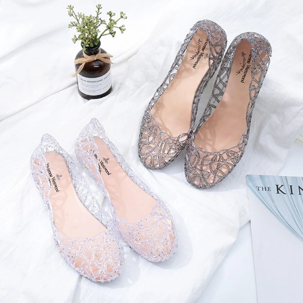 Women Clear Mouth Beach Jelly Flats