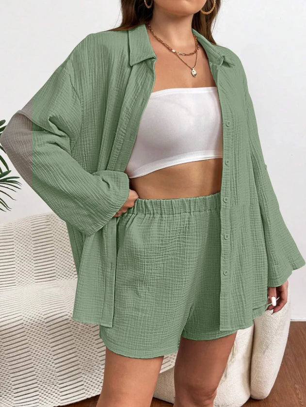 Women Casual 2 Piece Set Loose Top and Shorts Summer Outfit