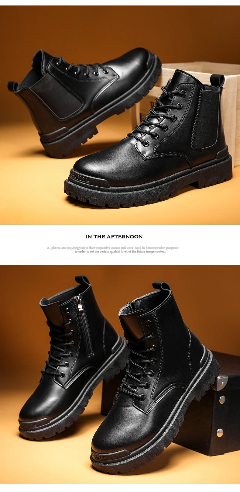 Men's Leather Boots Four Seasons Outdoor Casual Hiking Boots Retro Fashion Work Boots Thick Bottom Ankle Boots Anti-slip 2024