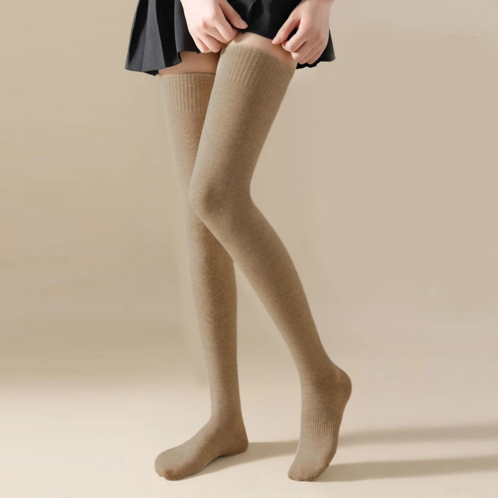 Winter Thigh High Socks for Women Long Velvet Over The Knee Socks