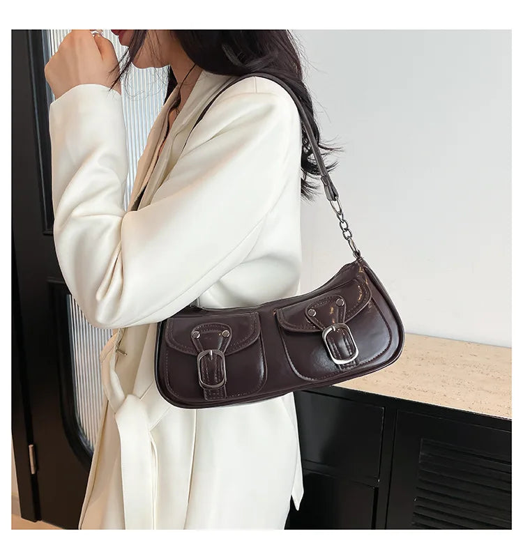 Women's shoulder bag fashion commuting armpit bag personality trendy cool scooter bag small senior sense shoulder crossbody bag