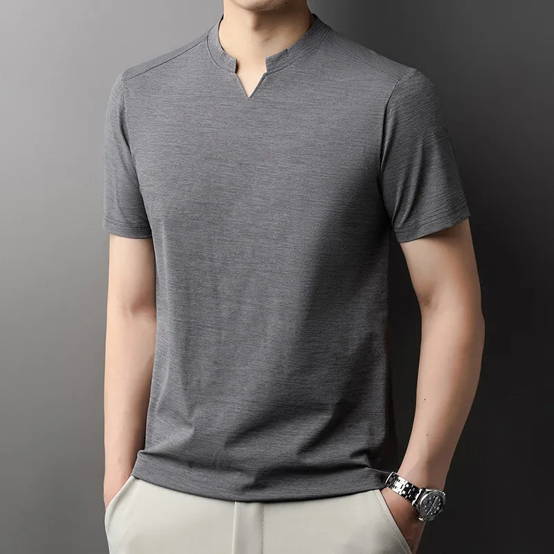 Men Korean V Neck Short Sleeve T Shirt Casual Summer Top